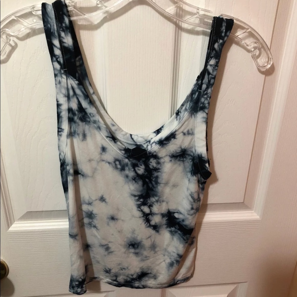Blue and white tie-dye tank
